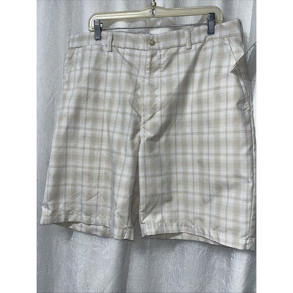 Ben Hogan Other - Ben Hogan Performance Golf Plaid White/Tan Shorts Men's Size 38